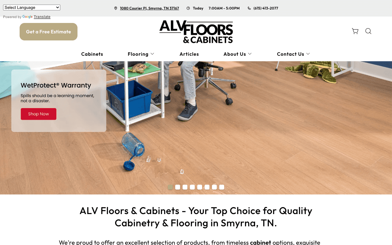 ALV Floors website designed by CalTech Web