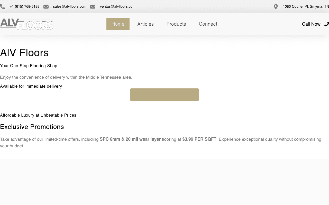 ALV Floors & Cabinets website before the redesign