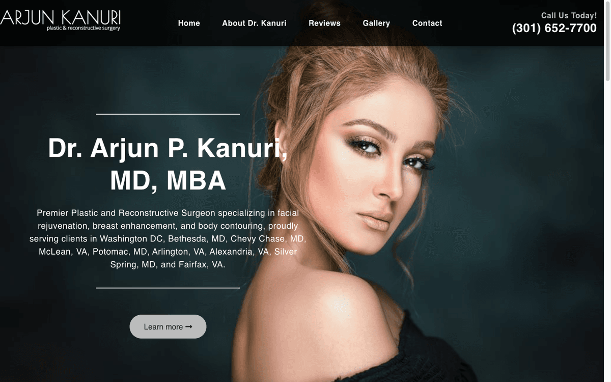 Dr. Arjun Kanuri website designed by CalTech Web