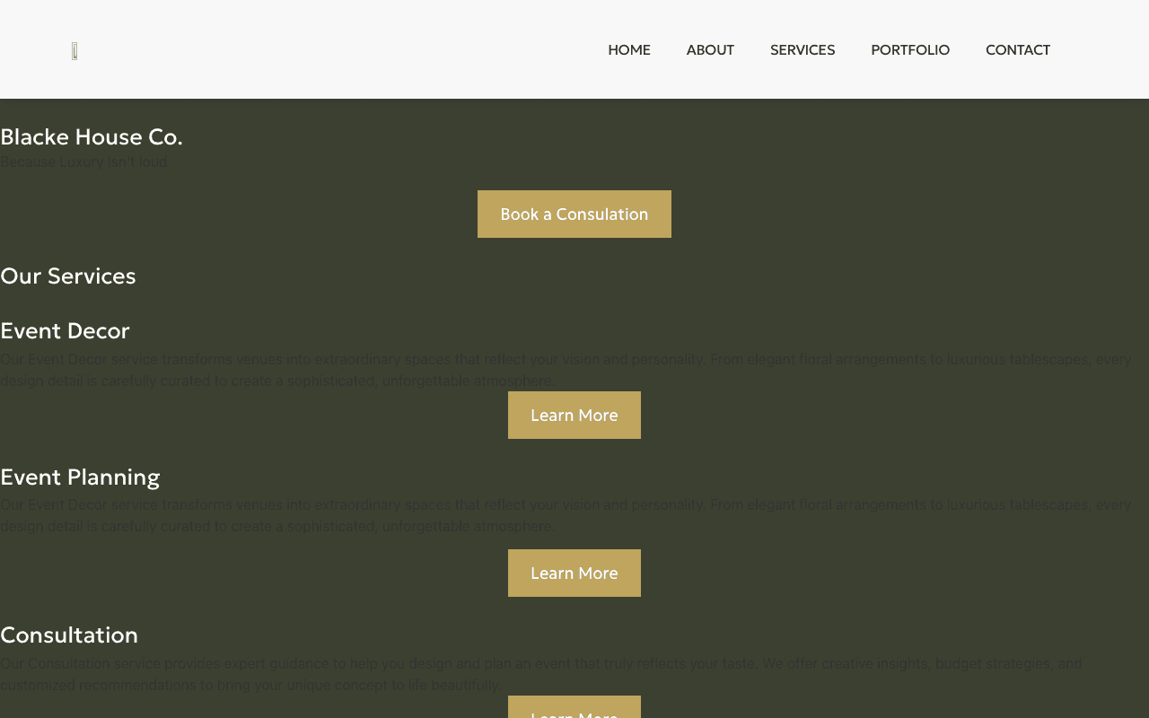 Blacke House Co. original website from 2003