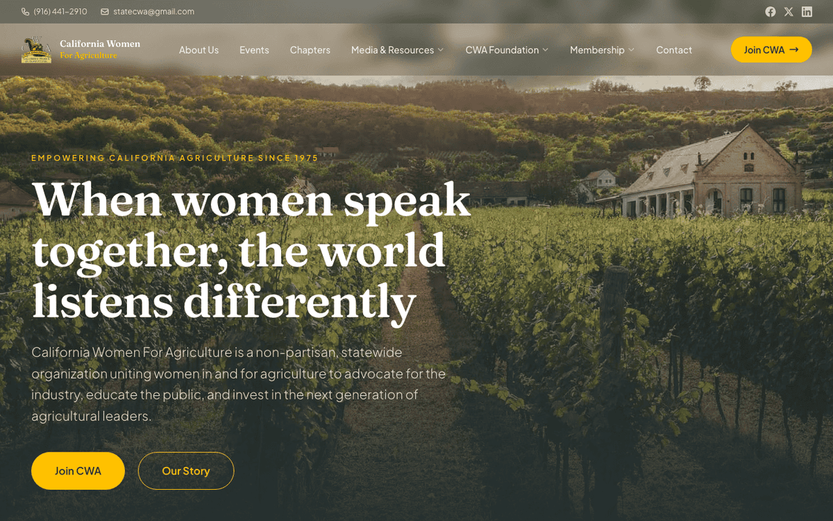 California Women for Agriculture website designed by CalTech Web