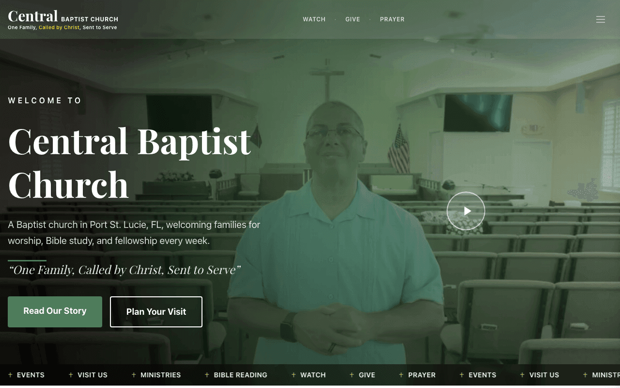 Central Baptist Church website redesigned by CalTech Web