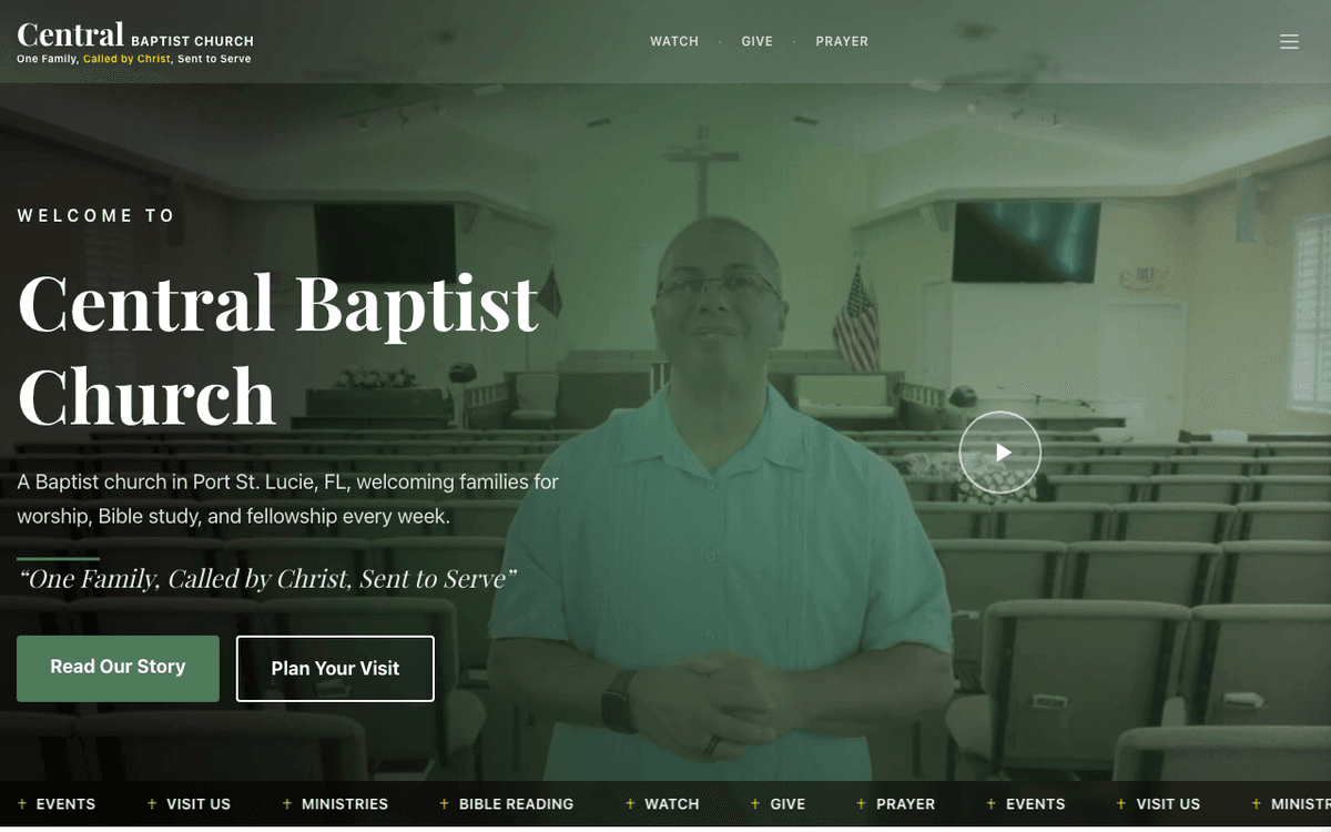 Central Baptist Church website designed by CalTech Web