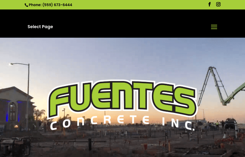 Fuentes Concrete, Inc. website designed by CalTech Web