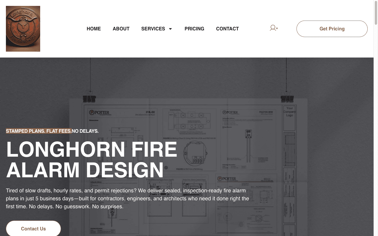 Longhorn Fire Alarm Design website designed by CalTech Web