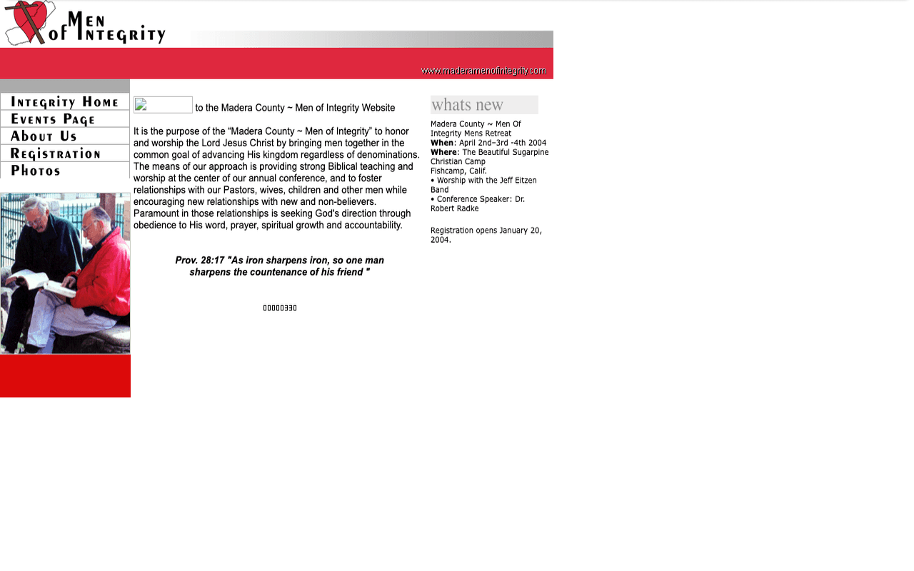 Madera Men of Integrity website before the redesign