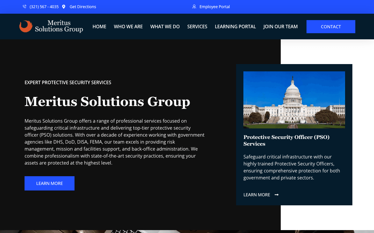 Meritus Solutions Group website redesigned by CalTech Web
