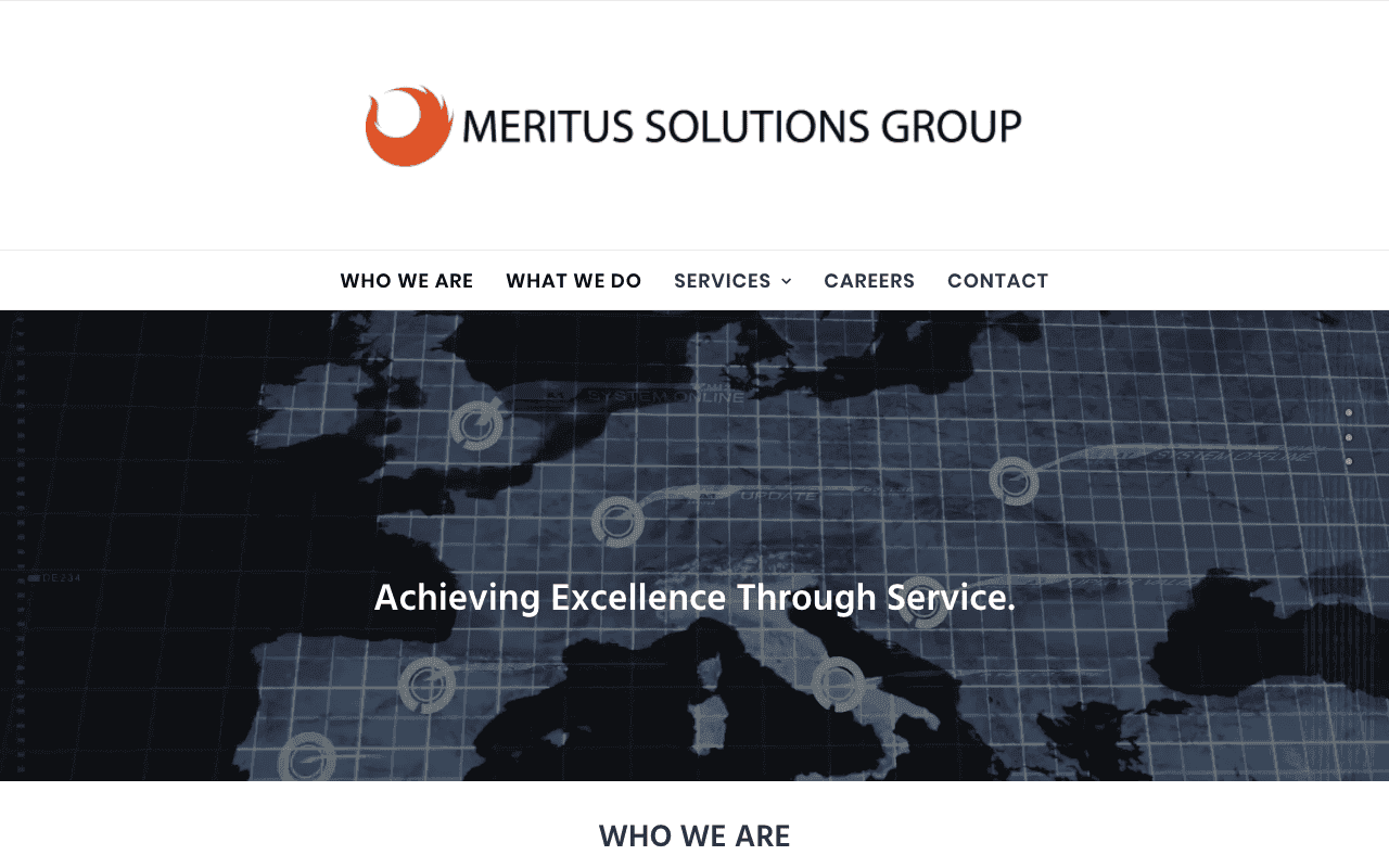 Meritus Solutions Group original website from 2003