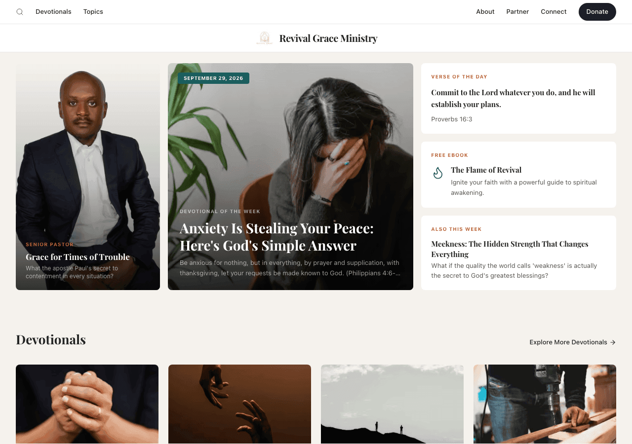 Revival Grace Ministry website designed by CalTech Web