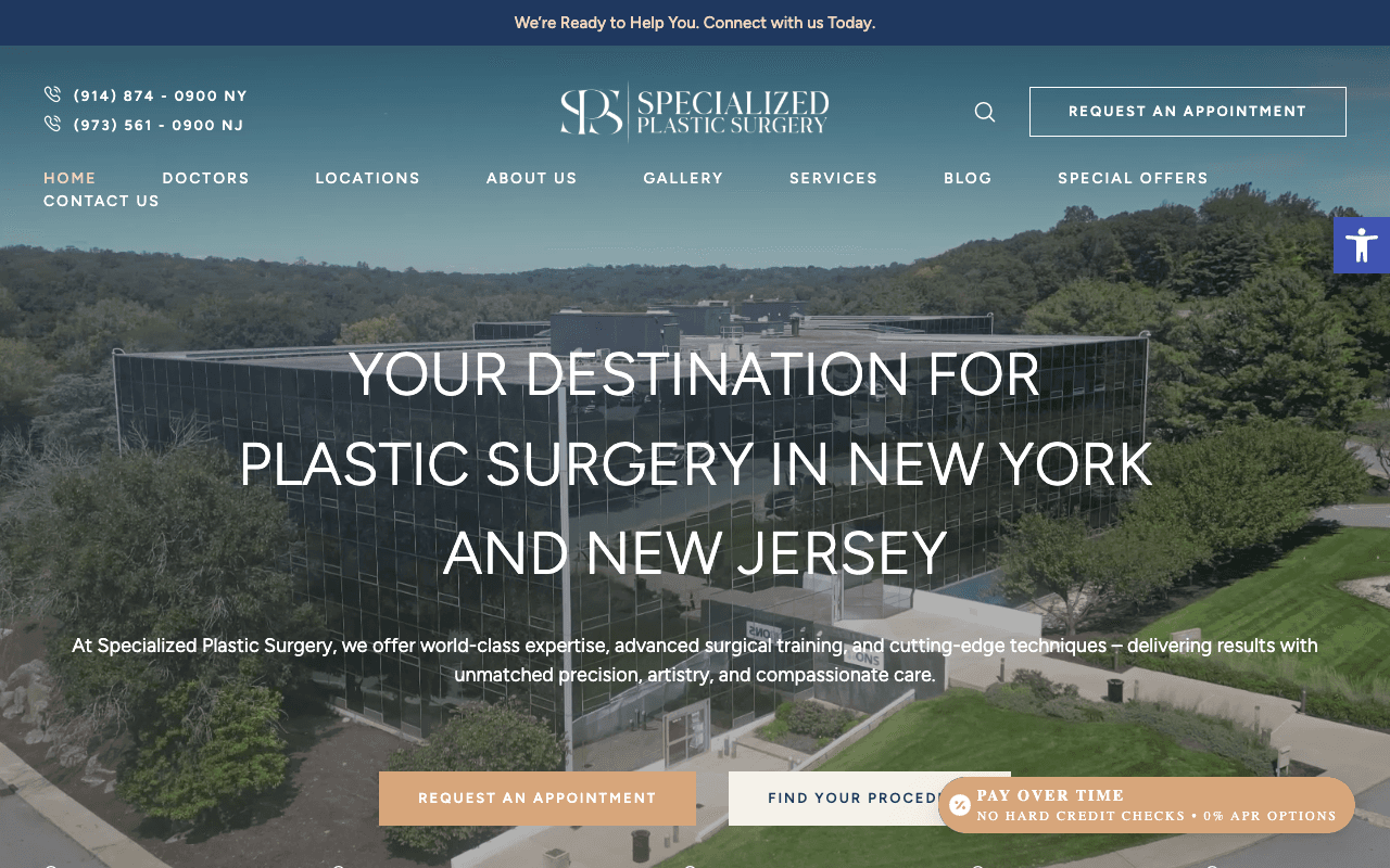 Specialized Plastic Surgery website redesigned by CalTech Web