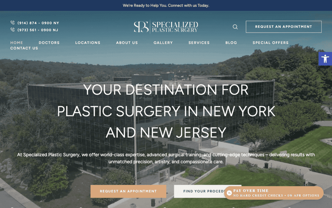 Specialized Plastic Surgery website redesigned by CalTech Web