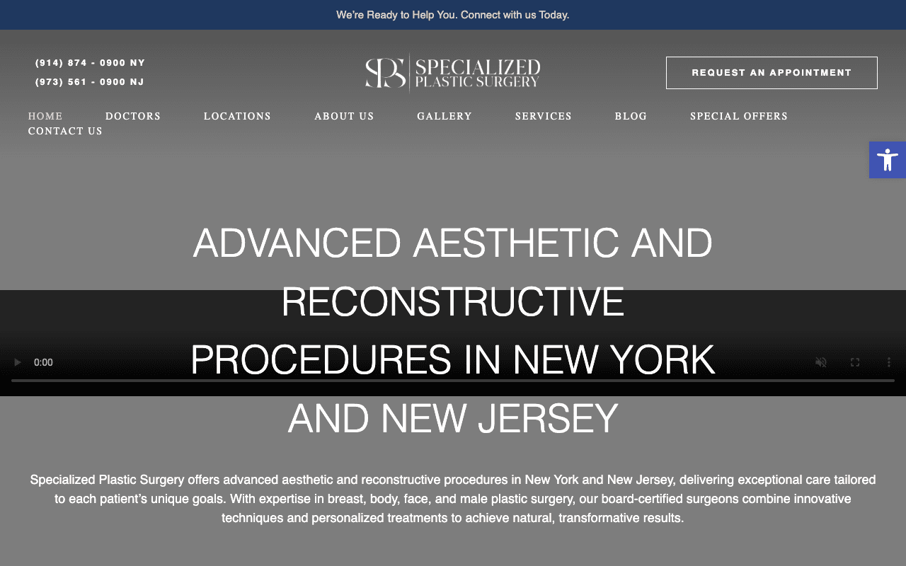 Specialized Plastic Surgery website before the redesign