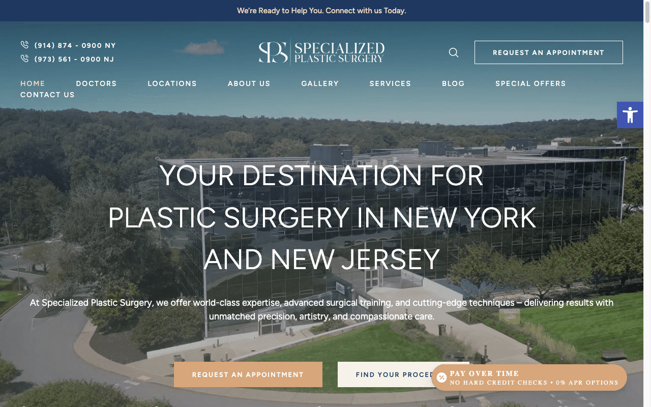 Specialized Plastic Surgery website designed by CalTech Web