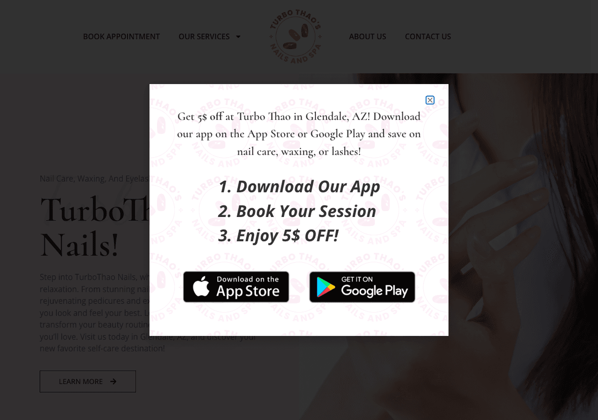 TurboThao Nails website designed by CalTech Web