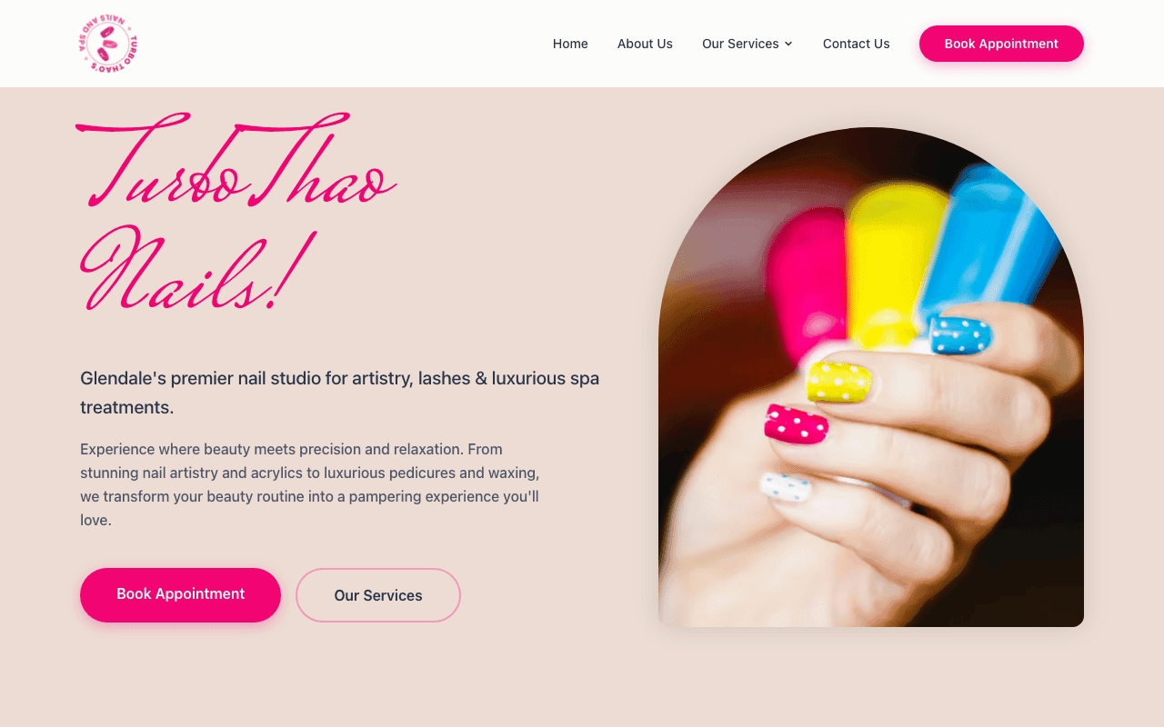 TurboThao Nails website designed by CalTech Web